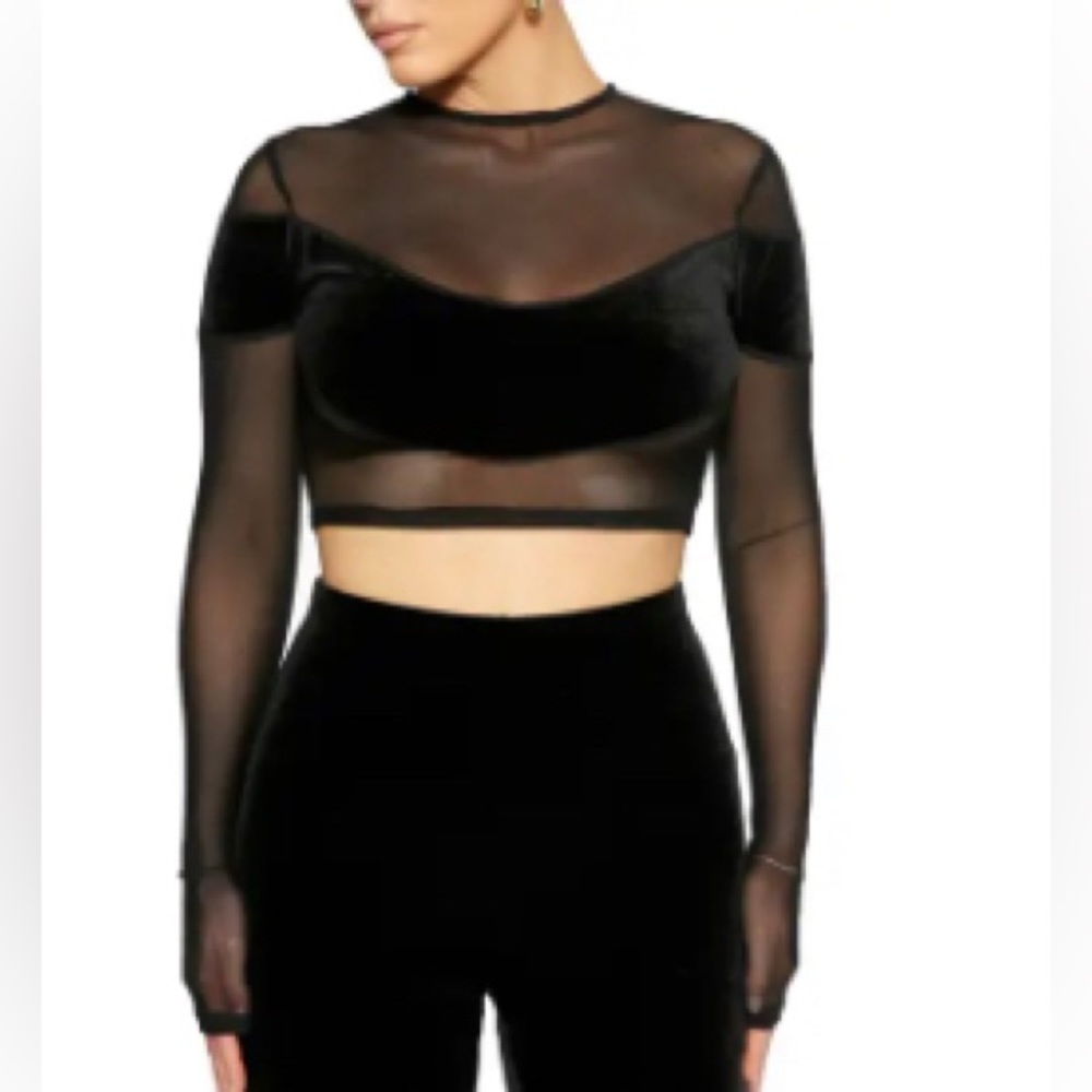Naked Wardrobe Velvet Crop Top